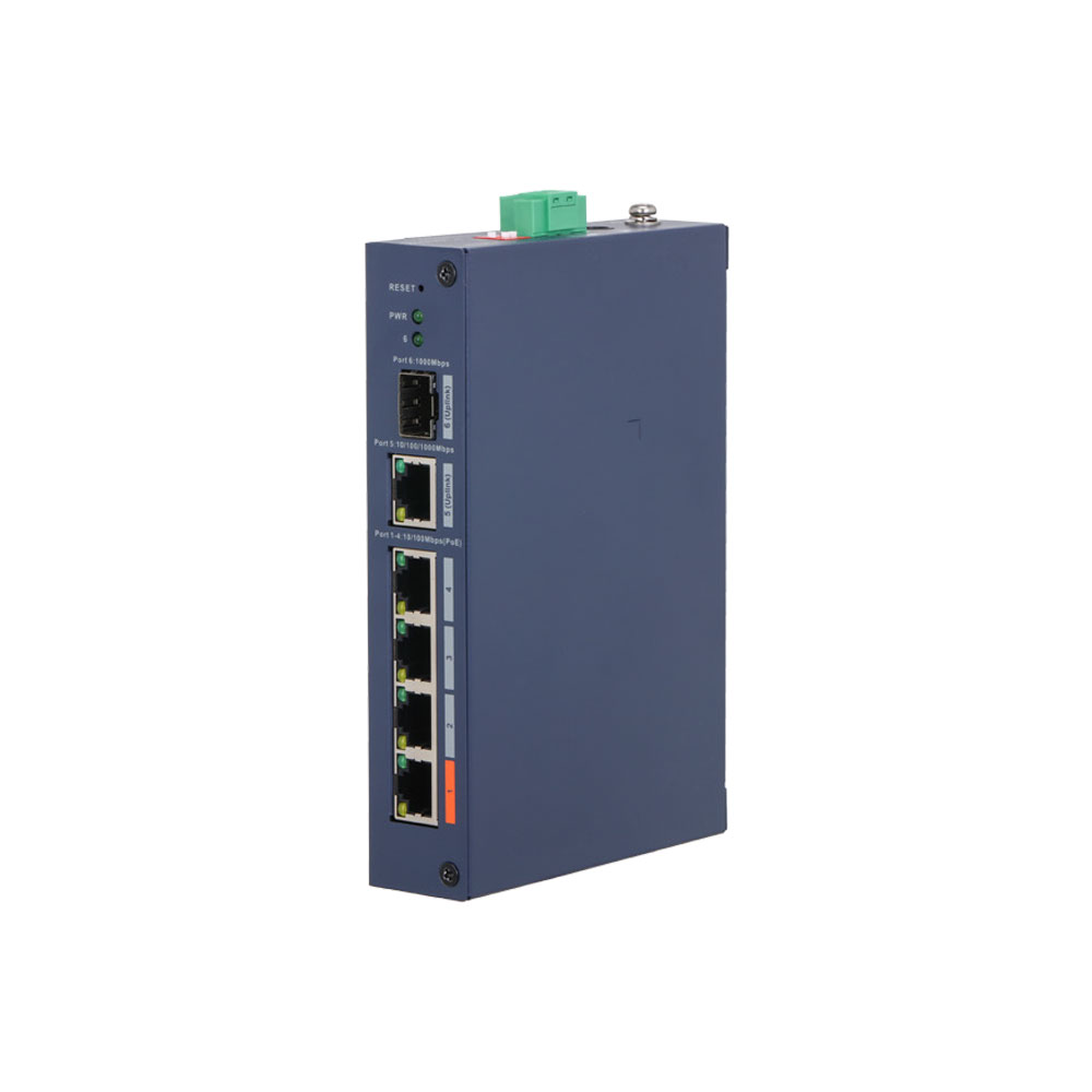 Switch PoE industrial cloud 4 puertos · 60W Dahua DH-CHS4106-4ET-60 - Intelix Safety