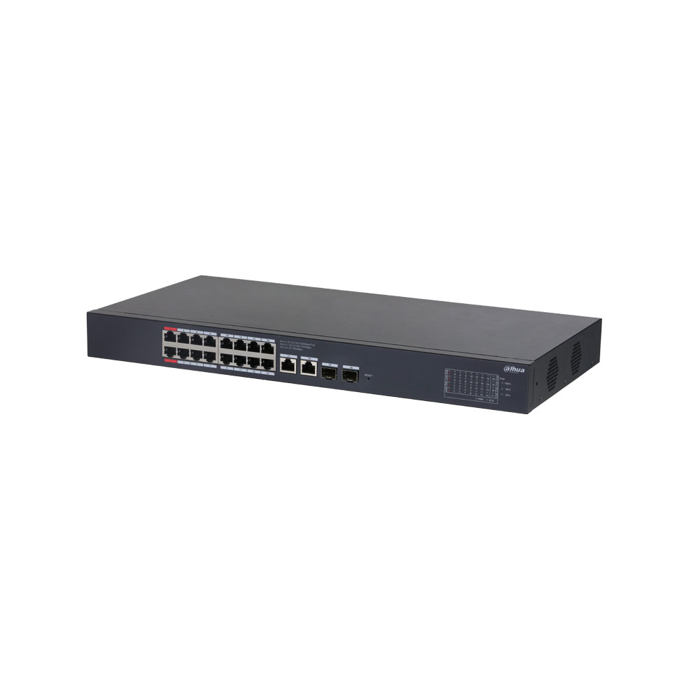 Switch PoE Gigabit 16+4 puertos · 240W Dahua DH-CS4220-16GT-240-V2 - Intelix Safety